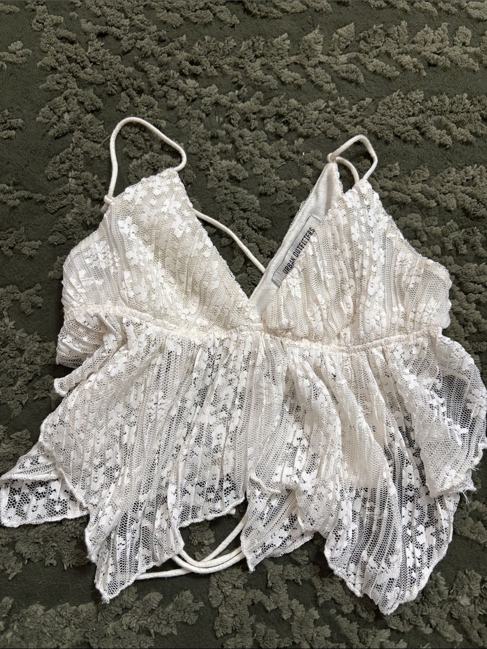 Urban Outfitters Ivory Lace Ruffled Cami